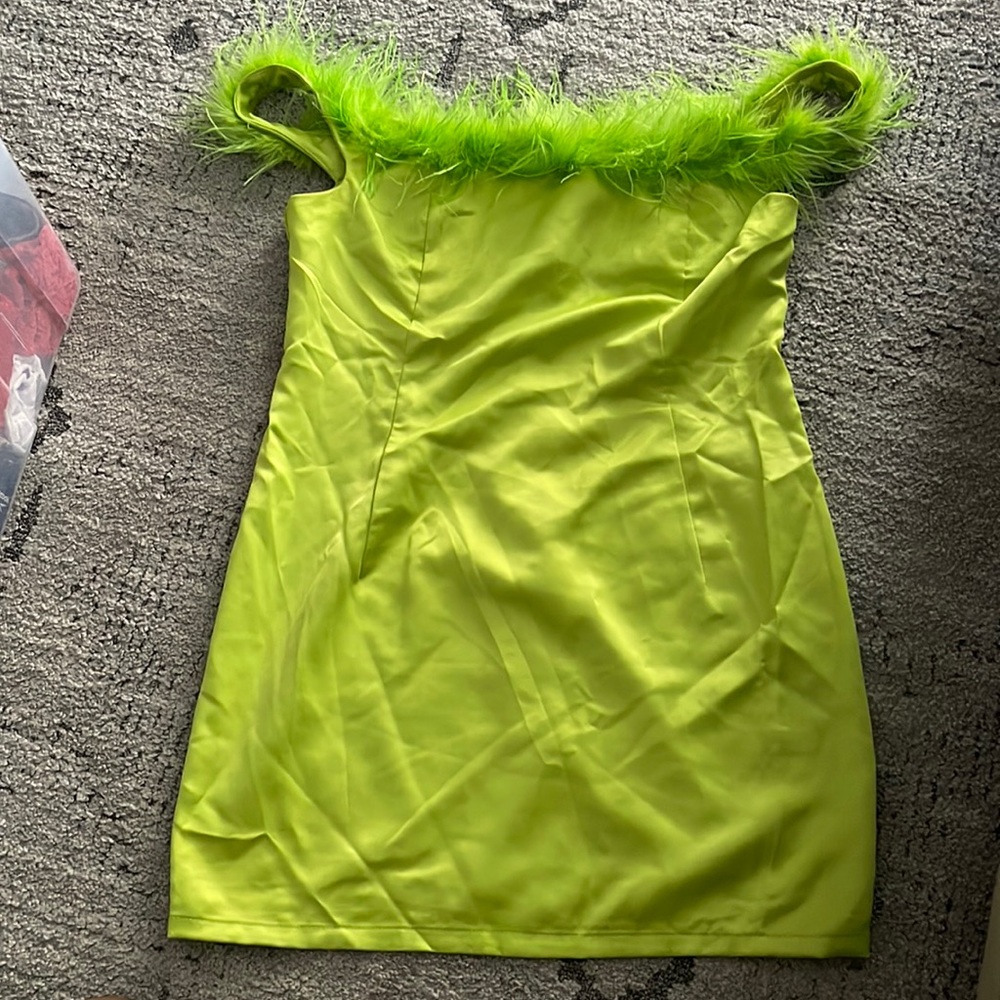 Green feather dress